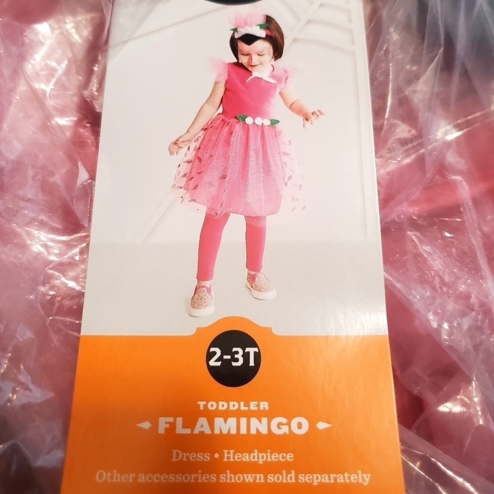 Flamingo Dress Costume With Head Piece Size 2-3T NWT - Picture 3 of 4